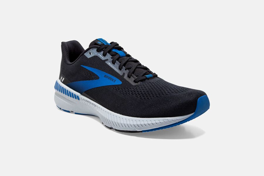 Brooks Launch GTS 8 Road Running Shoes Mens - Black/Grey/Blue - UJIGS-7486